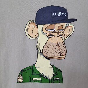 BAYC x No Boundaries Tshirt Mens M(38-40)‎ Oversized Tan Bored Ape Yacht Club
